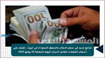 تراجع جديد في سعر الدولار بالسوق السوداء في ليبيا.. تعرف على أسعار العملات مقابل الدينار اليوم الجمعة 25 يوليو 2025